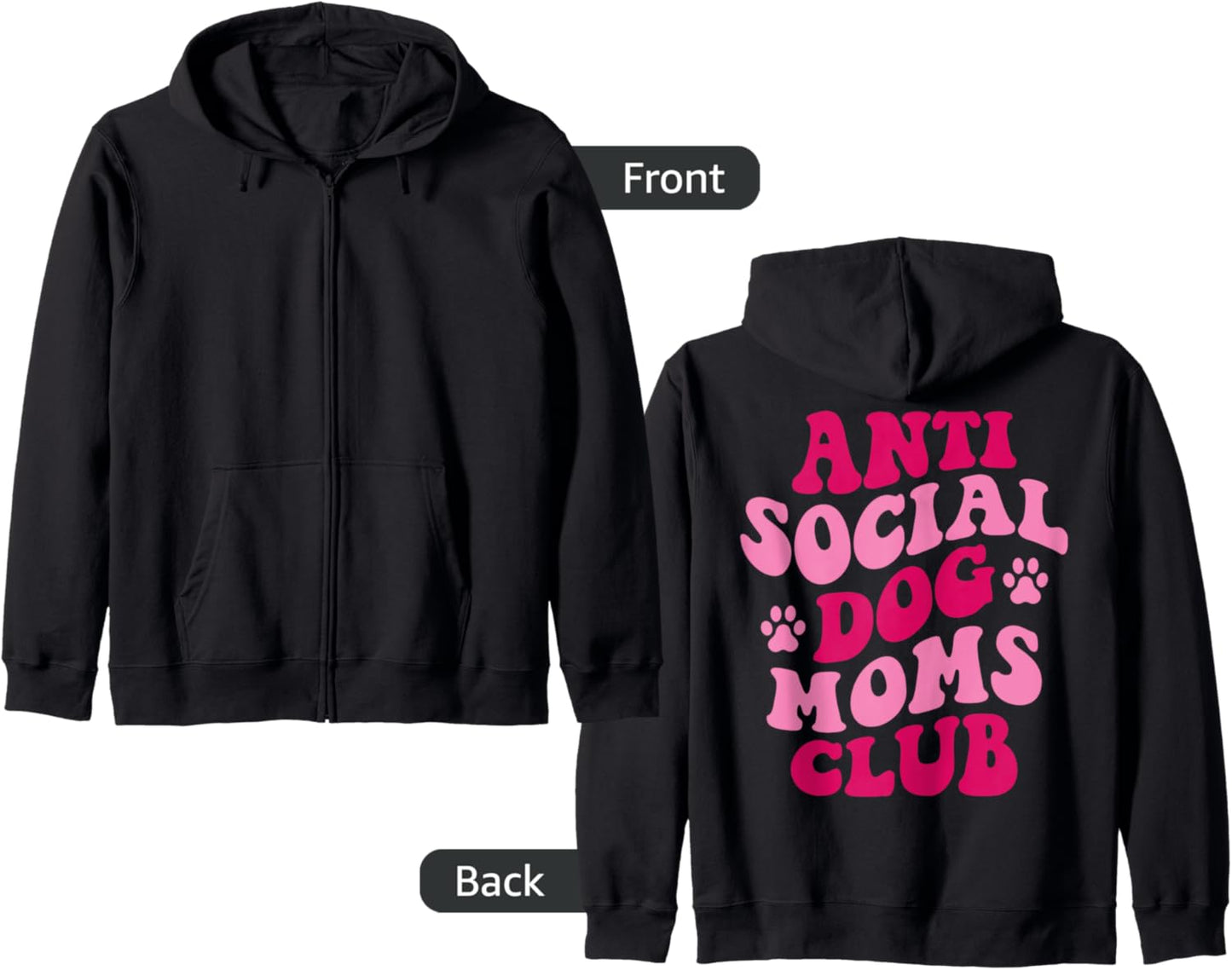 Anti Social Dog Moms Club Funny Dog Mom Apparel Groovy Women Zip Hoodie