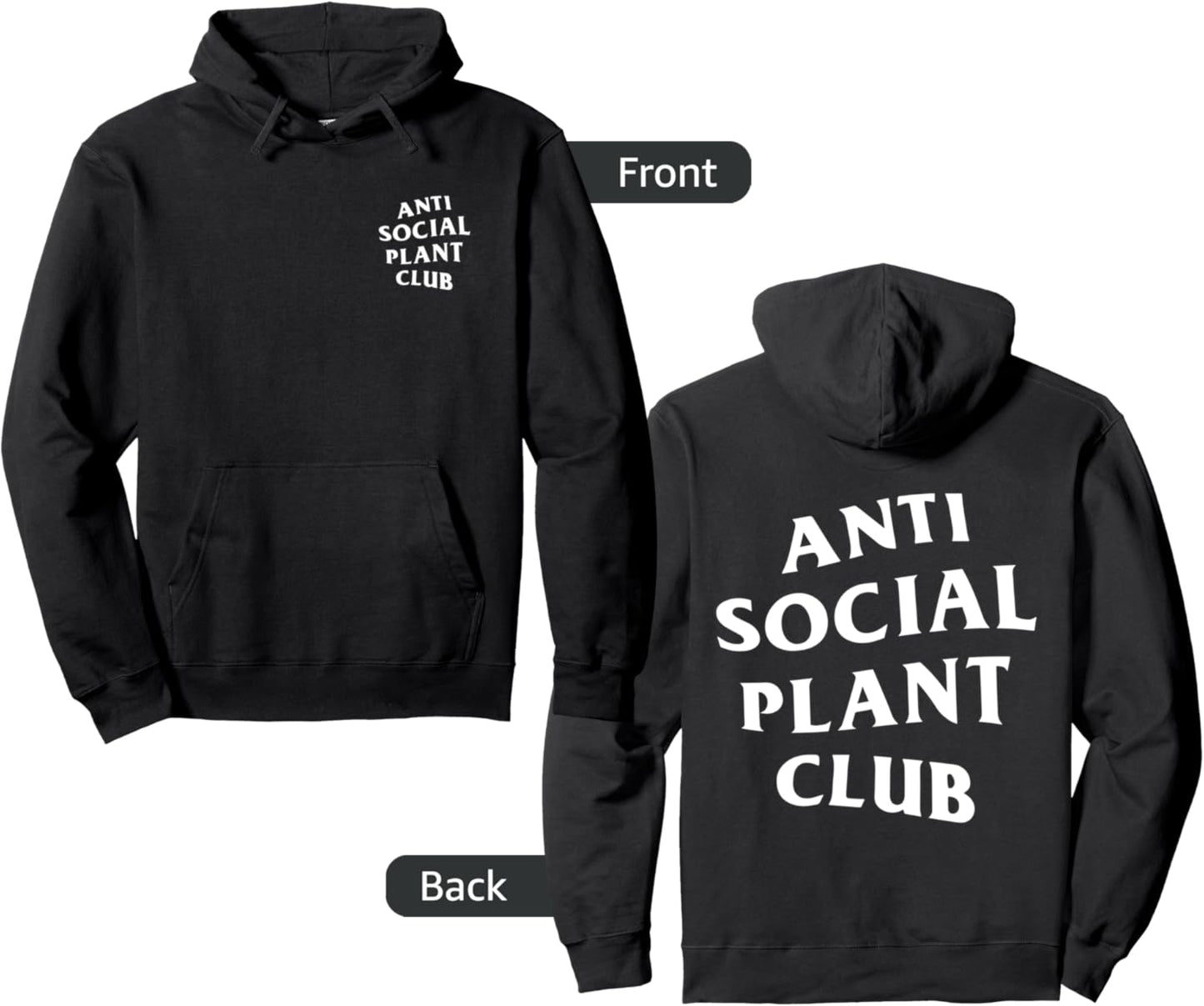 Anti Social Plant Club: White Logo (Front + Back) Pullover Hoodie
