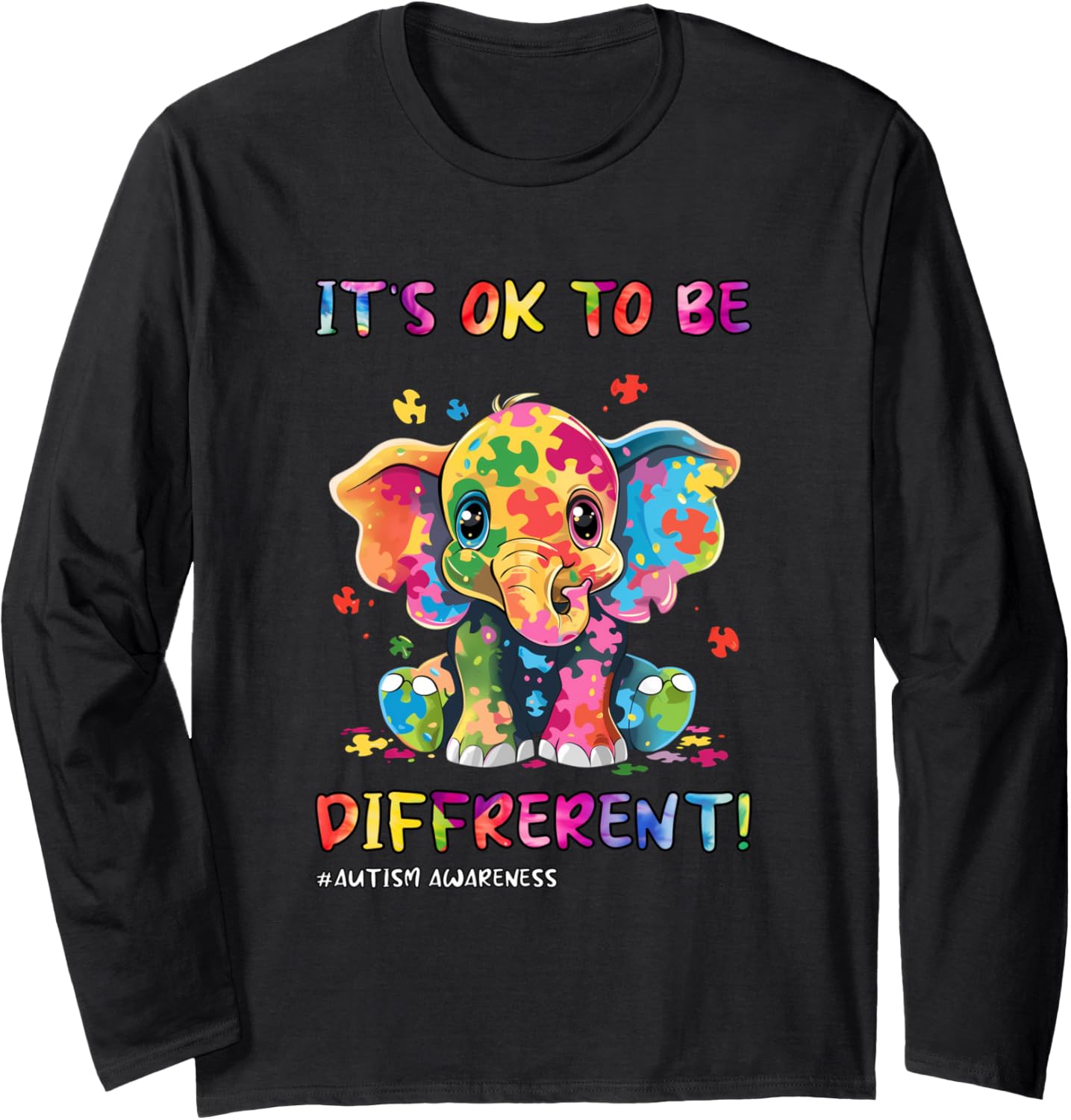 Autism Awareness Cute Elephant Animal Its Ok To Be Different Long Sleeve T-Shirt