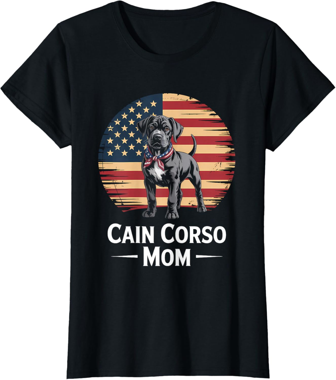 American Flag Cane Corso Dog Mom T-Shirt