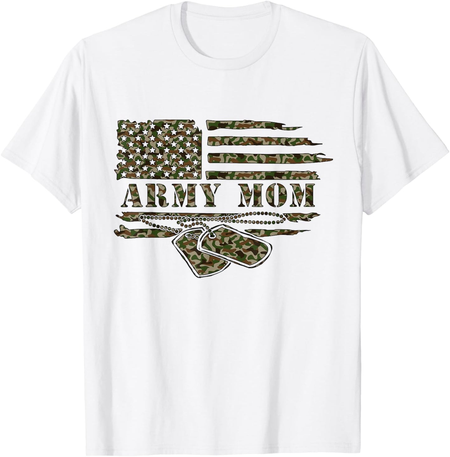 Army mom Camo US flag dog tag mother's day Men Women T-Shirt