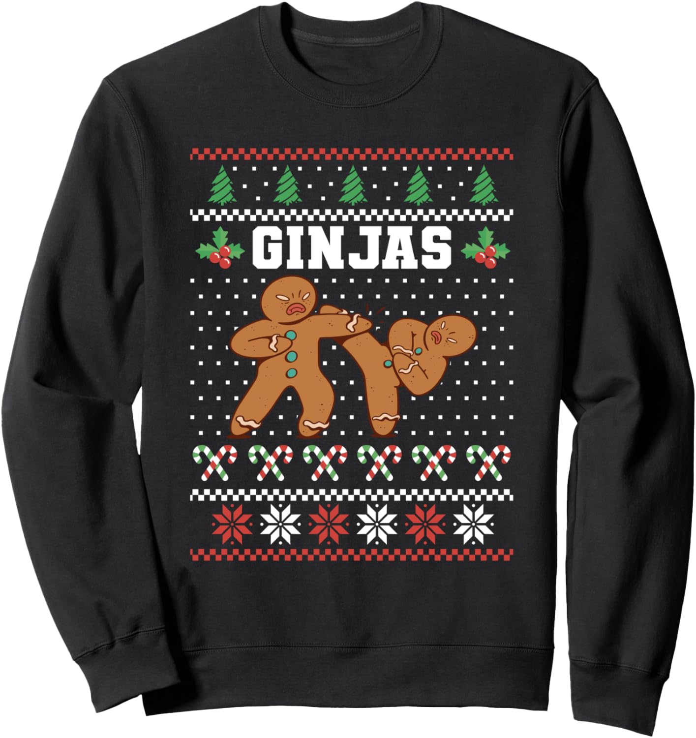 Ginjas Gingerbread Ninja Xmas Pajama Ugly Christmas Sweatshirt