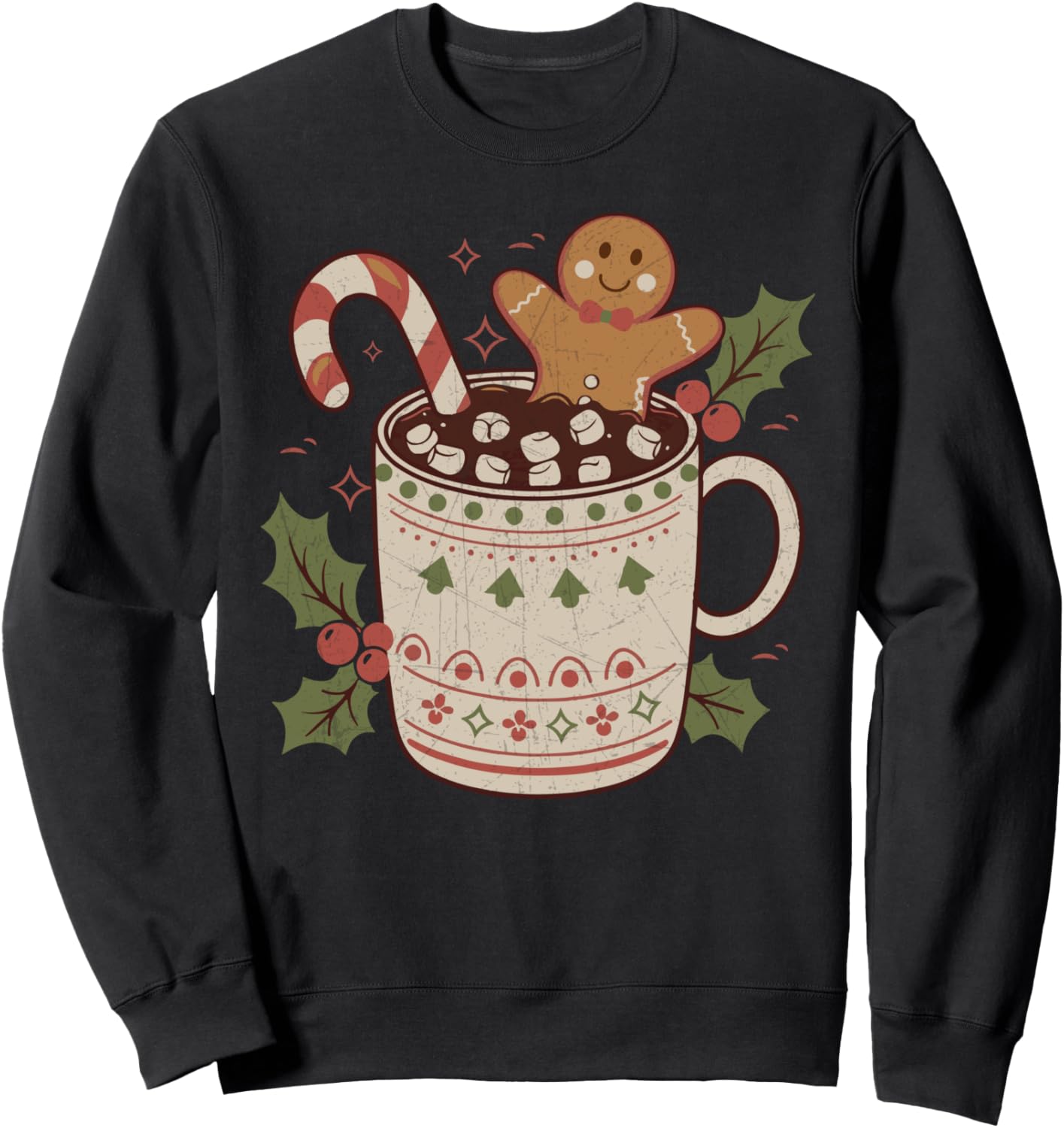 Gingerbread Hot Cocoa Mug Christmas Holiday Fun Sweatshirt