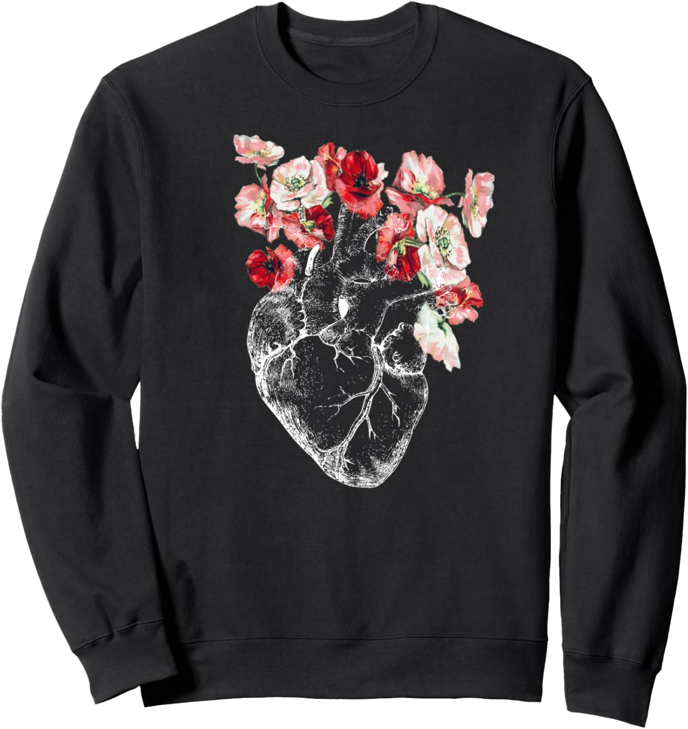 Anatomical Heart and Flowers Sweatshirt