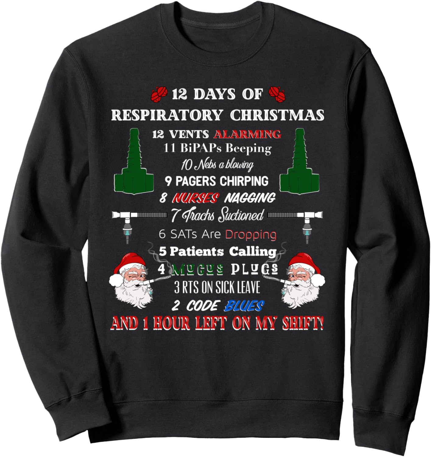 12 Days of Respiratory Therapist Christmas Funny Design Sweatshirt