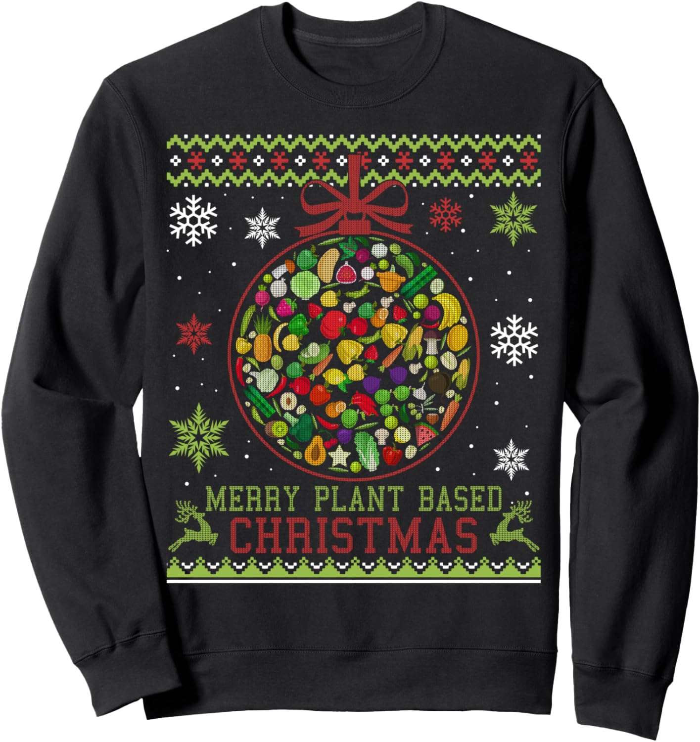 Merry Plant Based Christmas Vegan Xmas Gift Ugly Sweater Sweatshirt