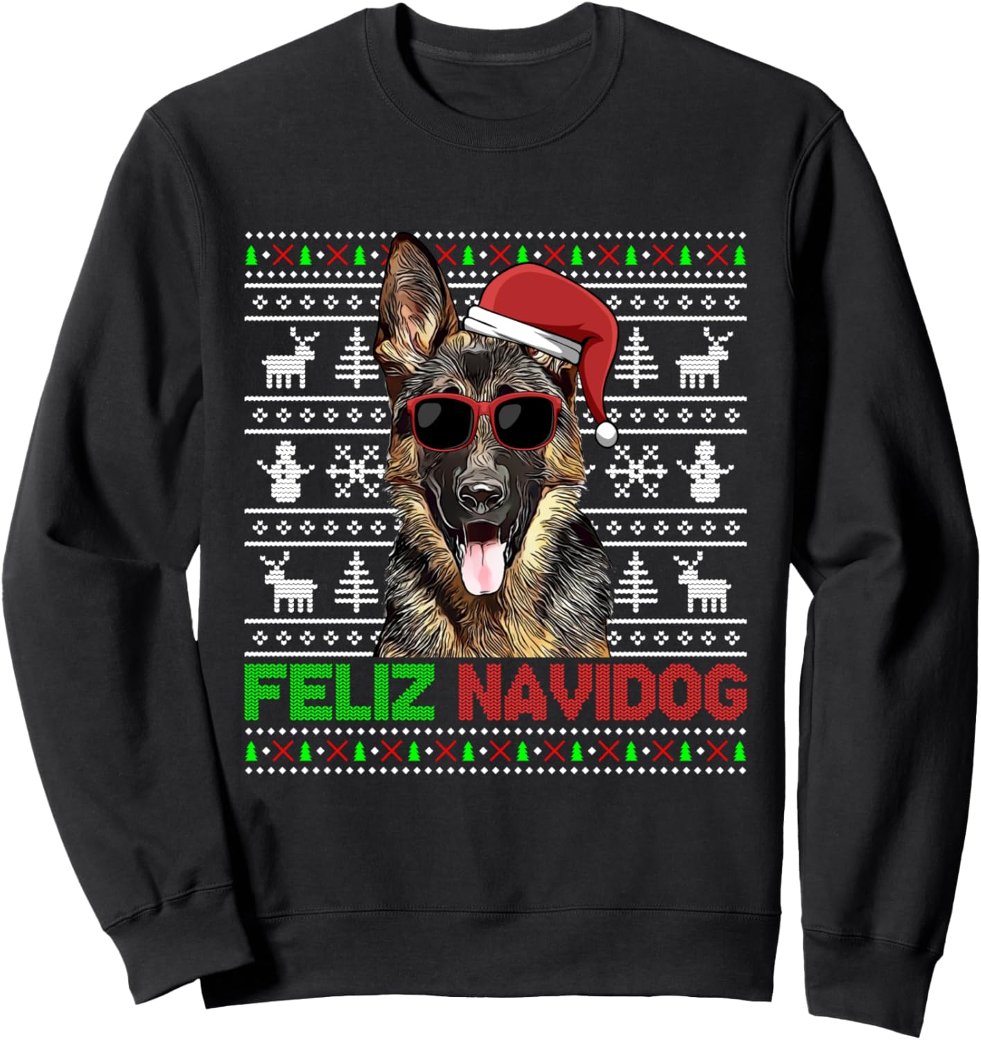 German Shepherd Dog Feliz Navidog Funny Christmas Sweatshirt