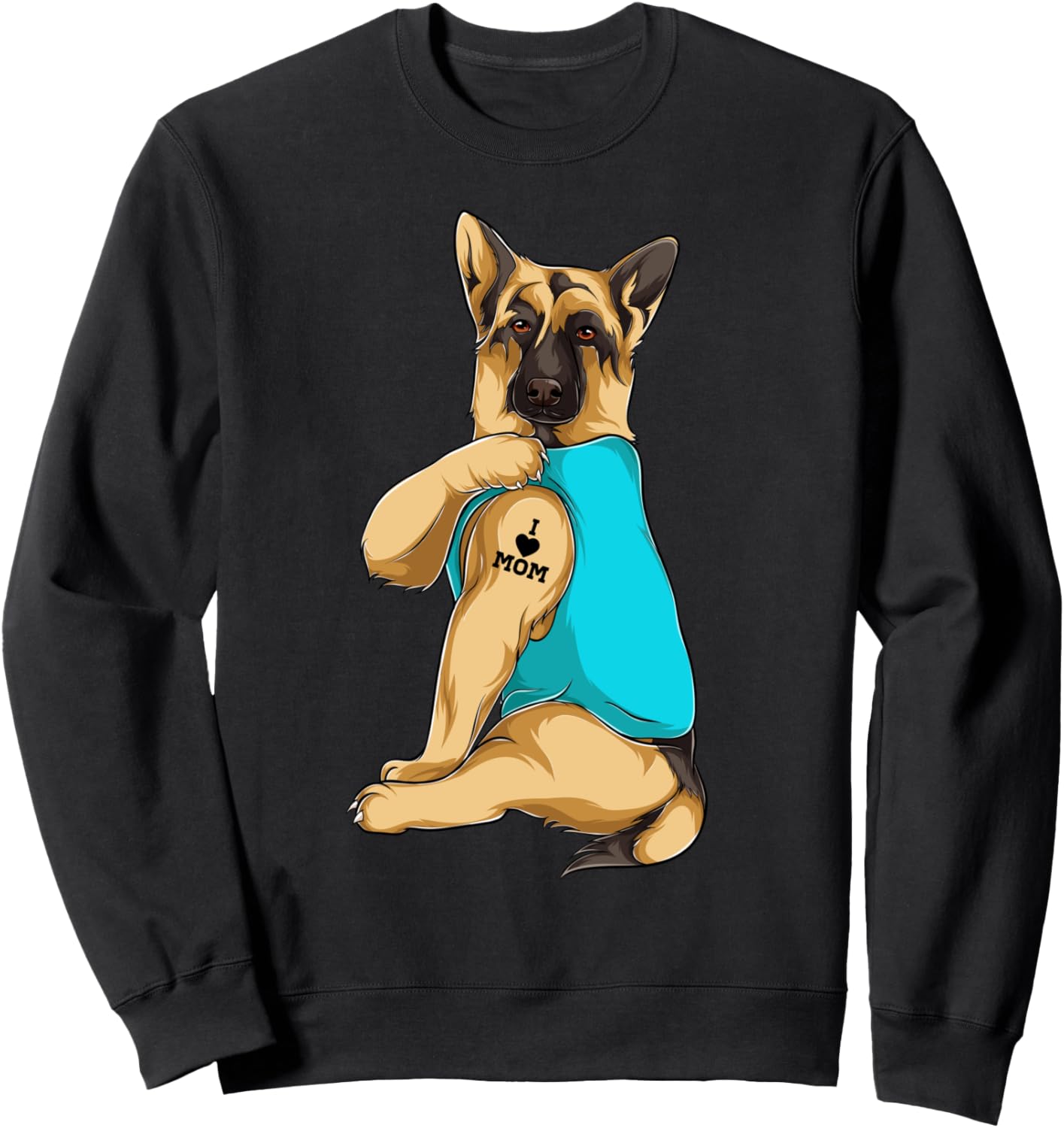 German Shepherd I Love Mom Tattoo Apparel Dog Mom Gift Women Sweatshirt