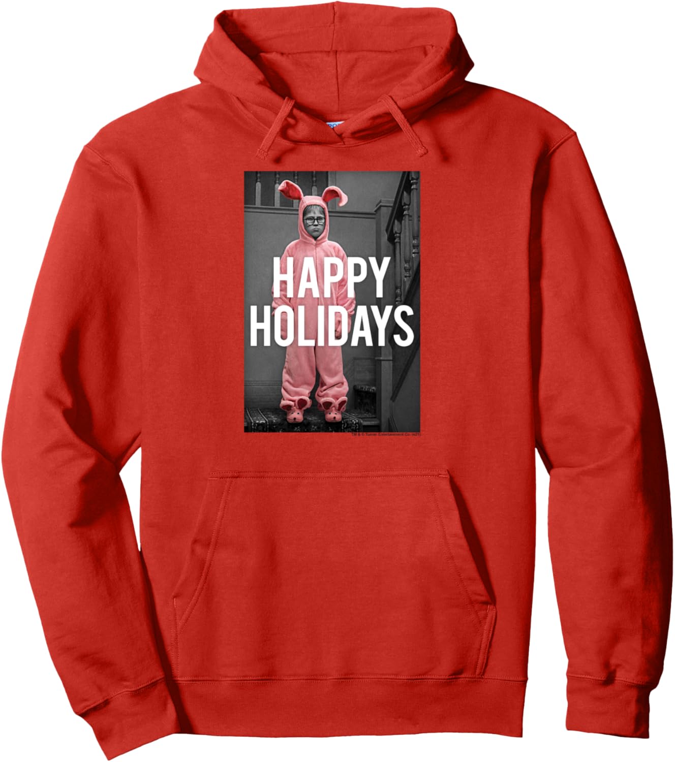 A Christmas Story Happy Holidays Ralphie Pink Bunny Costume Pullover Hoodie