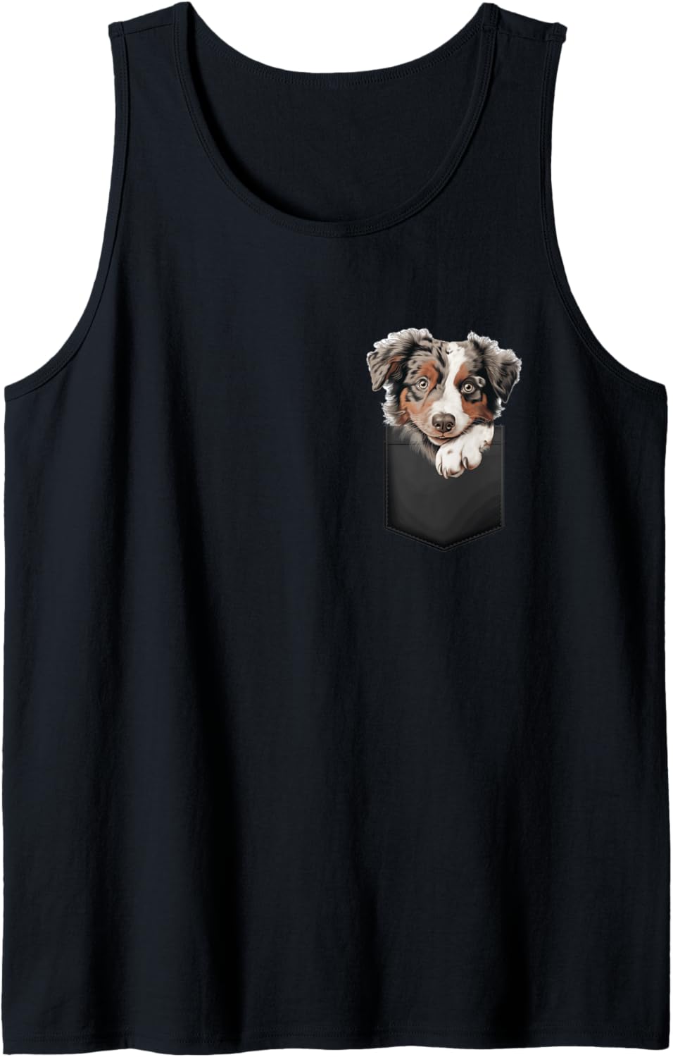 Australian Shepherd Puppy Dog In Pocket Cute Pet Lover Tank Top