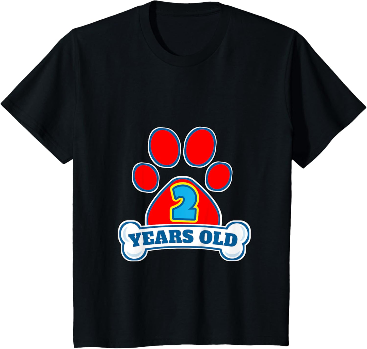 2 Year Old 2nd Birthday Paw Themed Party Boys Girls T-Shirt