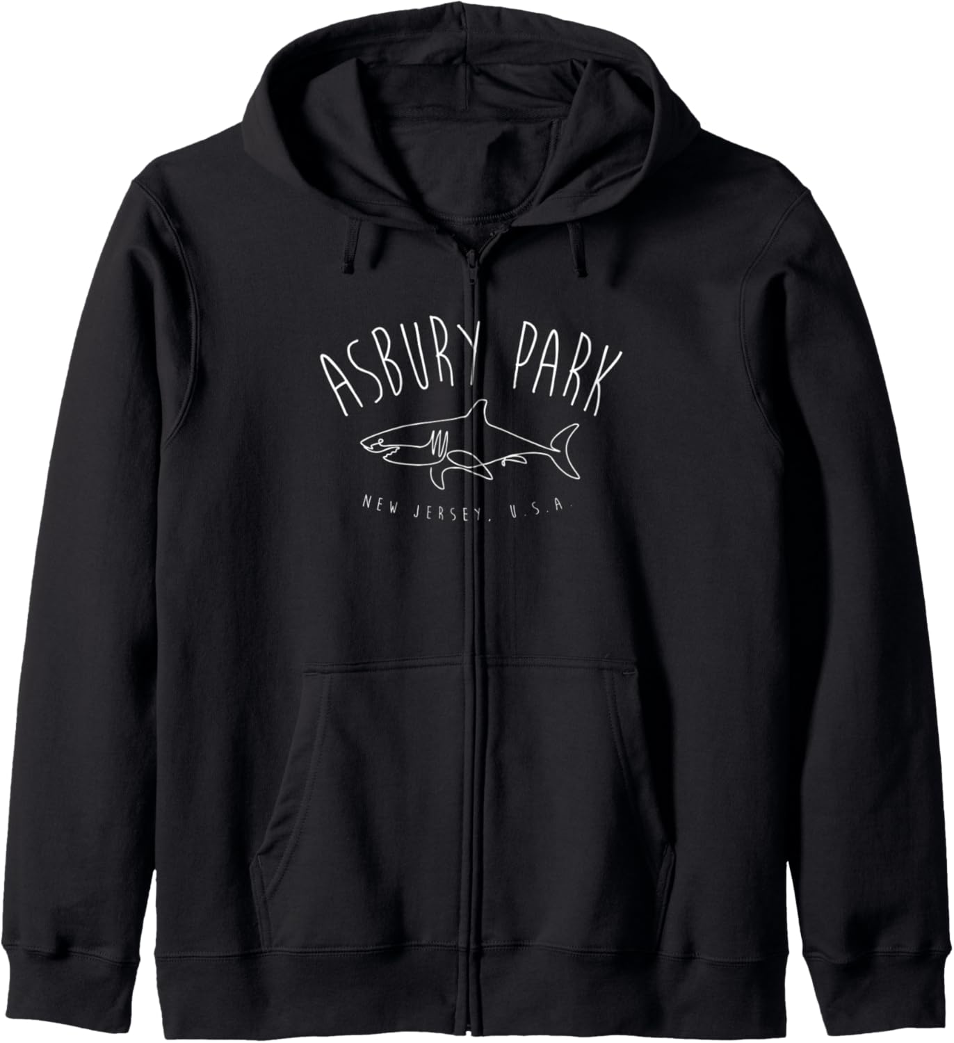 Asbury Park Shark Gift for Jersey Shore New Jersey Zip Hoodie