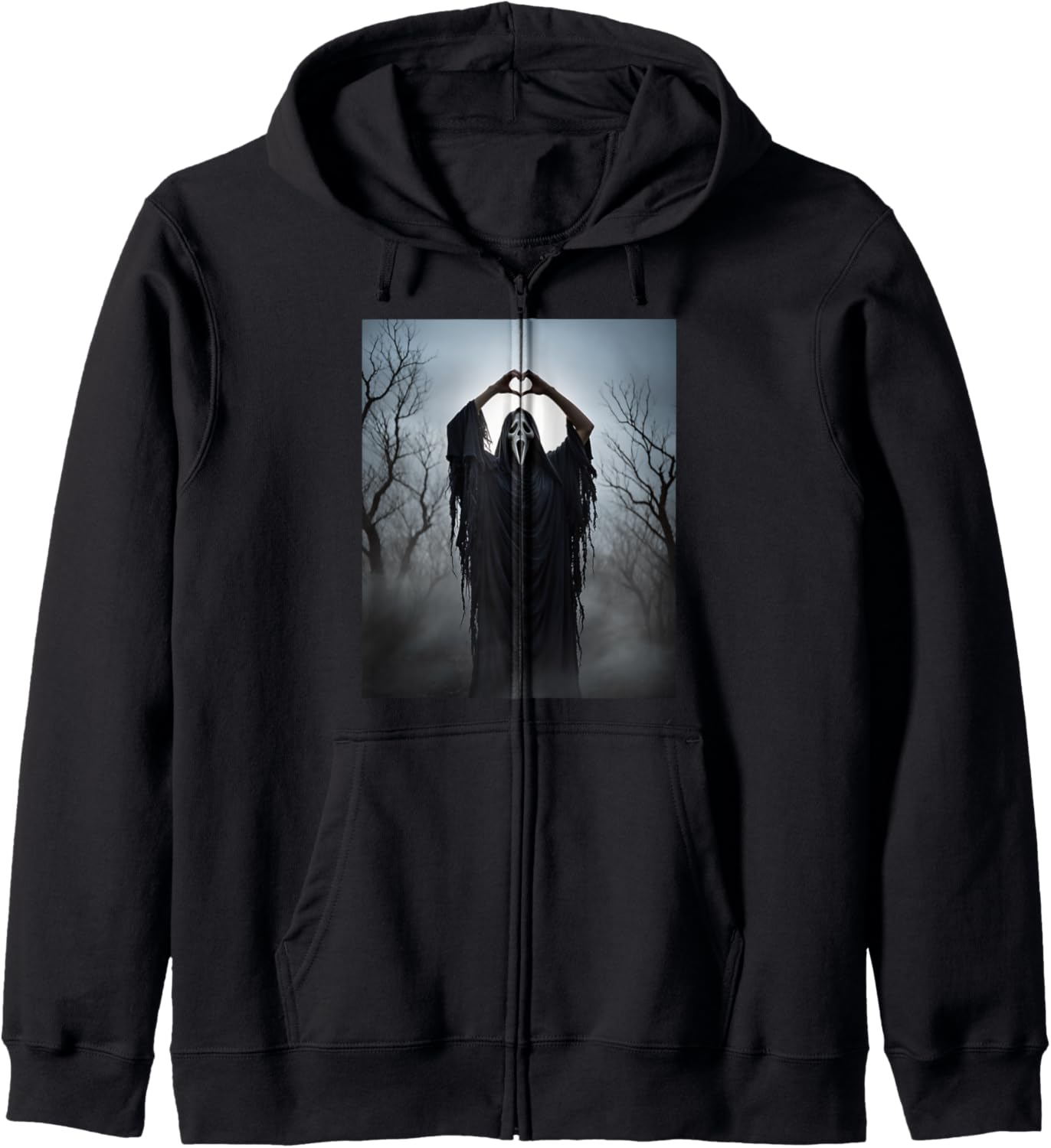Ghost Heart Hands Scary Face Horror Poster Halloween 2025 Zip Hoodie