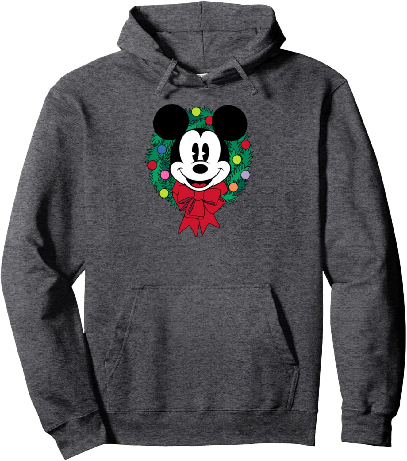 Amazon Essentials Mickey Mouse Festive Holiday Christmas Wreath Pullover Hoodie