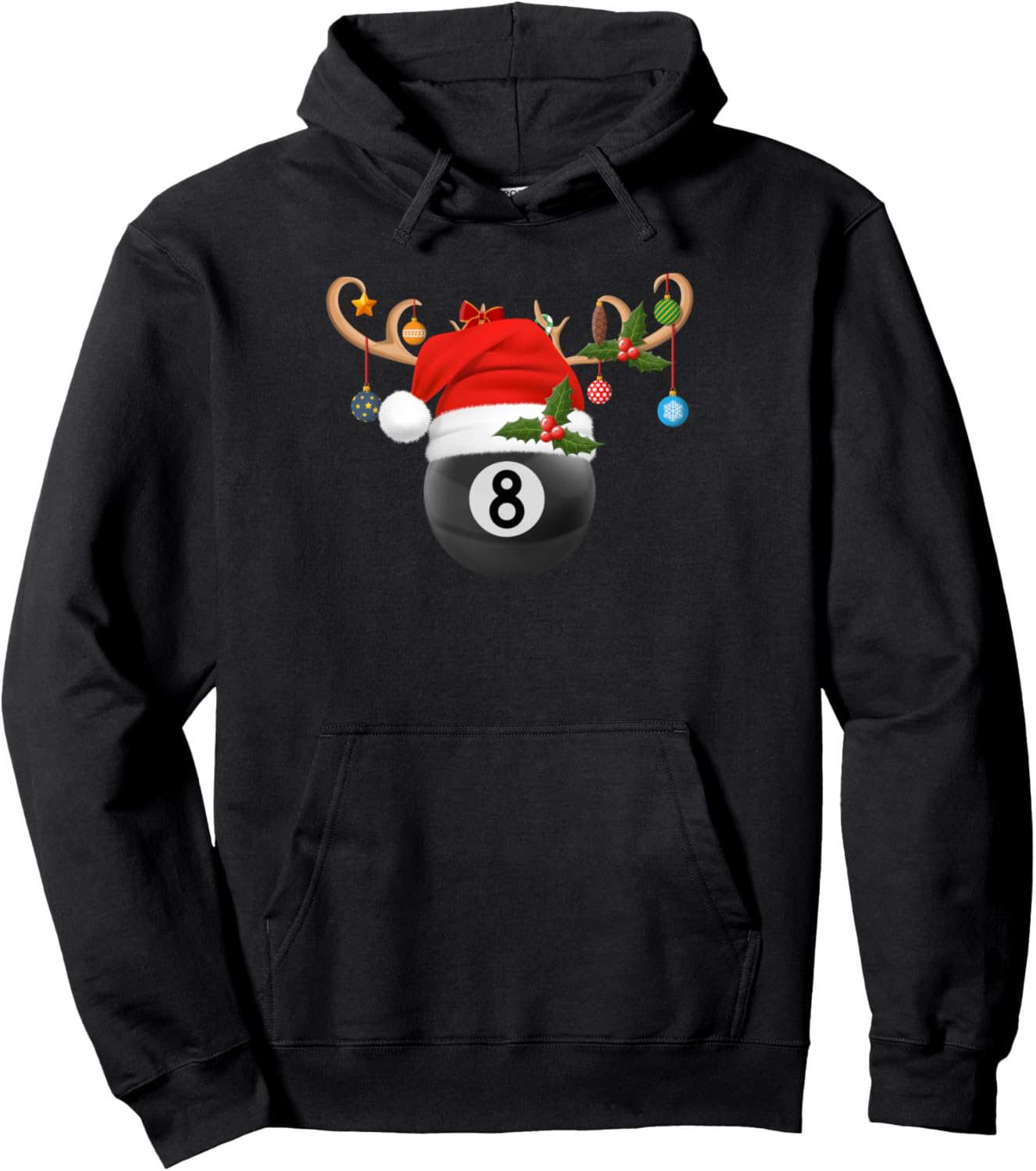 8 Ball Billiard Christmas Reindeer Santa Sports Player Xmas Pullover Hoodie