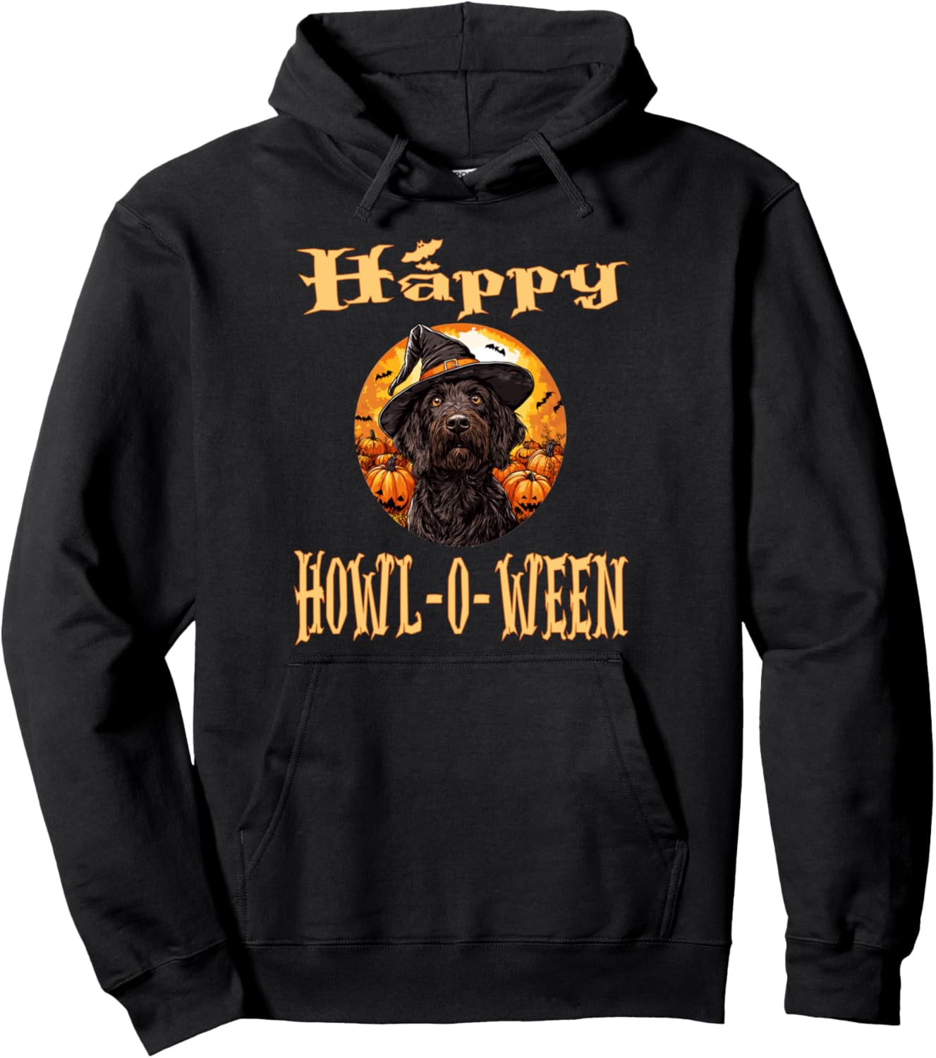 German Wirehaired Pointer Dog Whitch Hat Halloween Pumpkin Pullover Hoodie