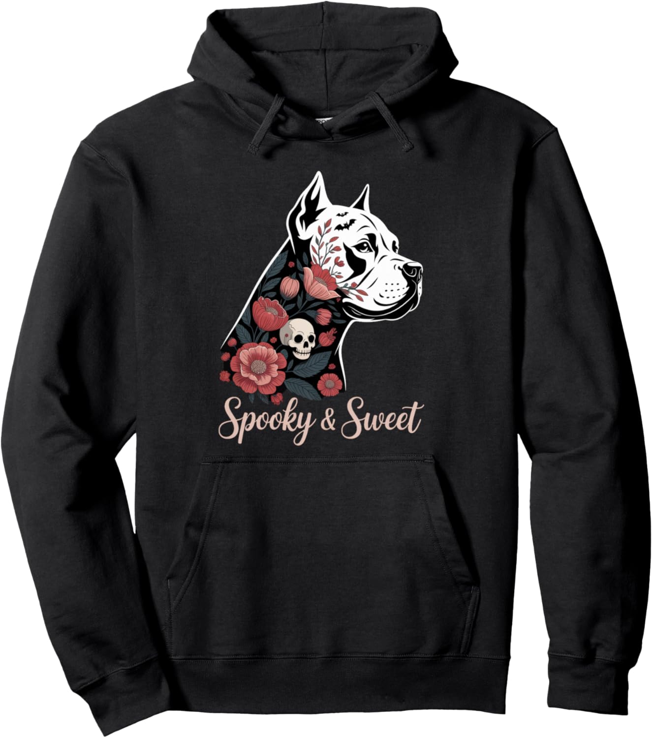 Artistic Floral Pitbull Halloween | Spooky & Sweet Dog Mom Pullover Hoodie