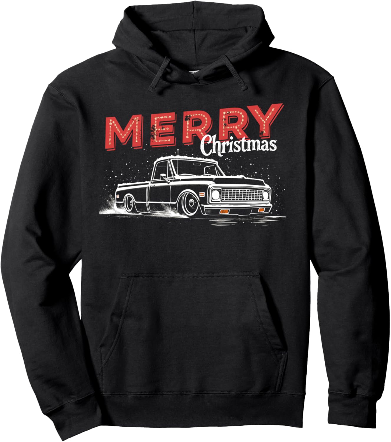 67-72 C10 Truck Christmas Holiday Merry Christmas C10 Truck Pullover Hoodie