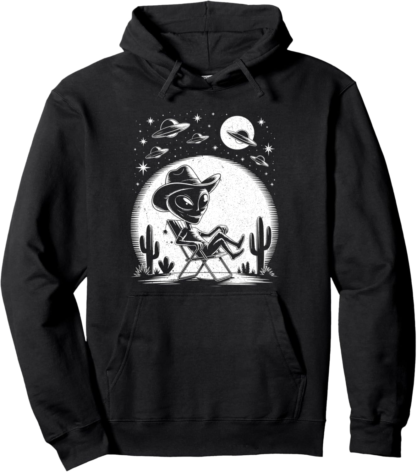 Alien Cowboy in Desert Funny UFO Halloween Costume Pullover Hoodie
