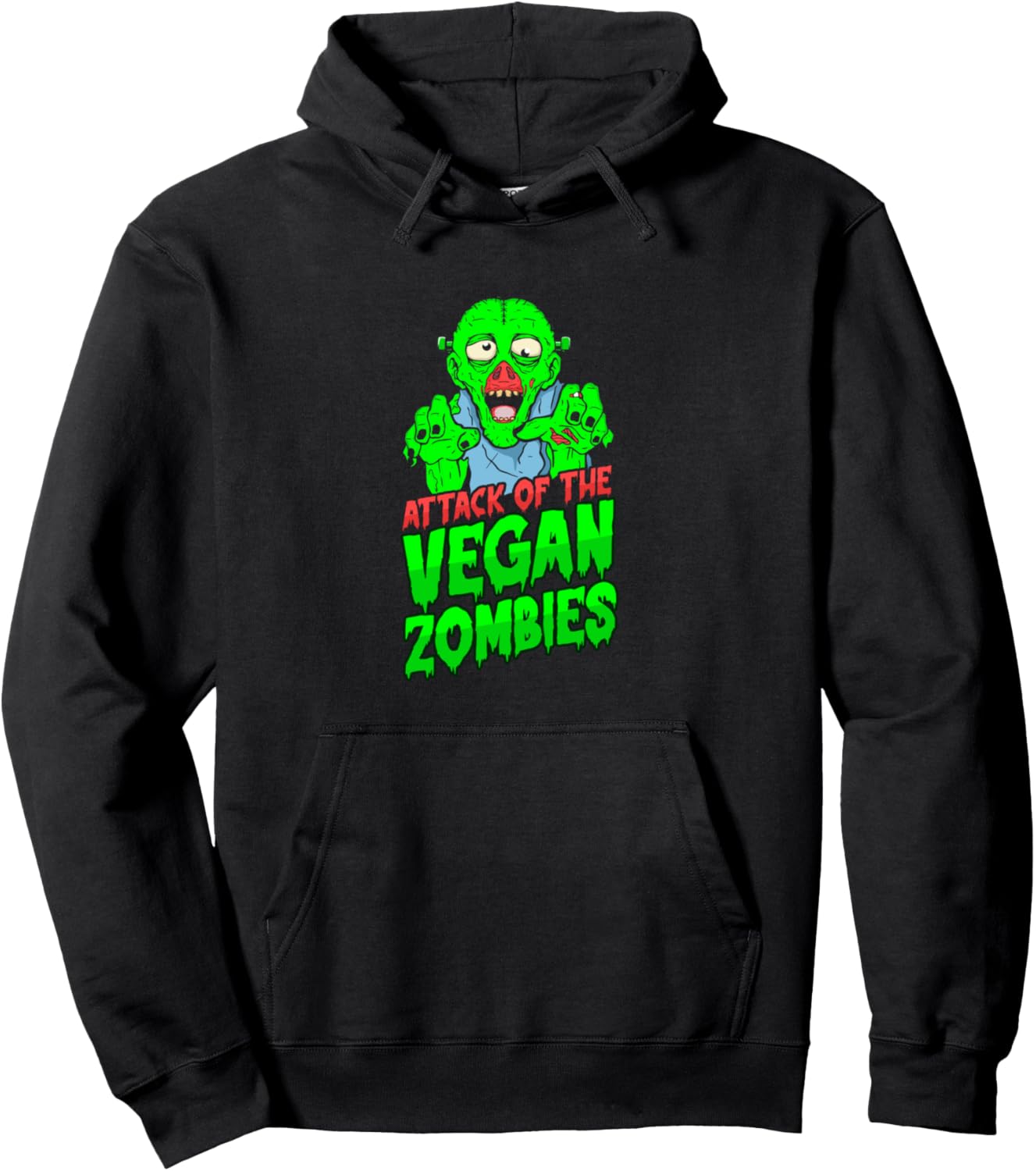 ATTACK OF THE Vegan ZOMBIES Vegan Zombie Halloween Pullover Hoodie