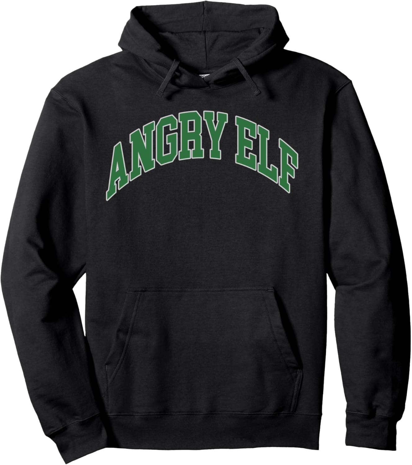 Angry Elf Arched Vintage Green Christmas Holiday Pullover Hoodie