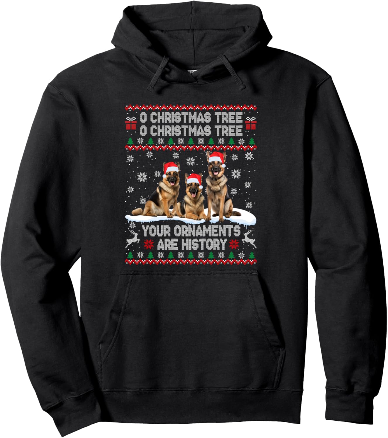 German Shepherd Dog Ugly Sweater Christmas Light Xmas Pajama Pullover Hoodie