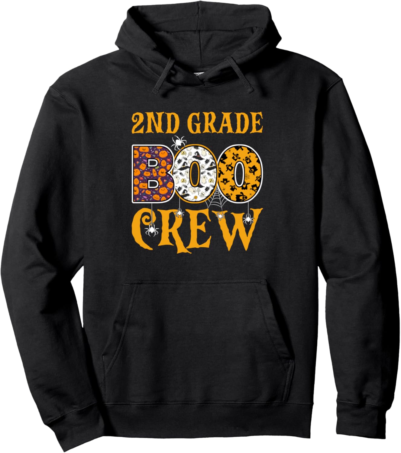 2nd Grade Boo Crew Second Grade Teacher Halloween Witch Hat Pullover Hoodie