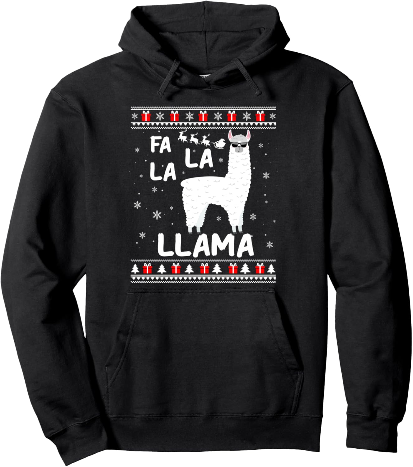 Alpaca Llama Xmas Ugly Sweater Fa La La Llama Christmas Pullover Hoodie