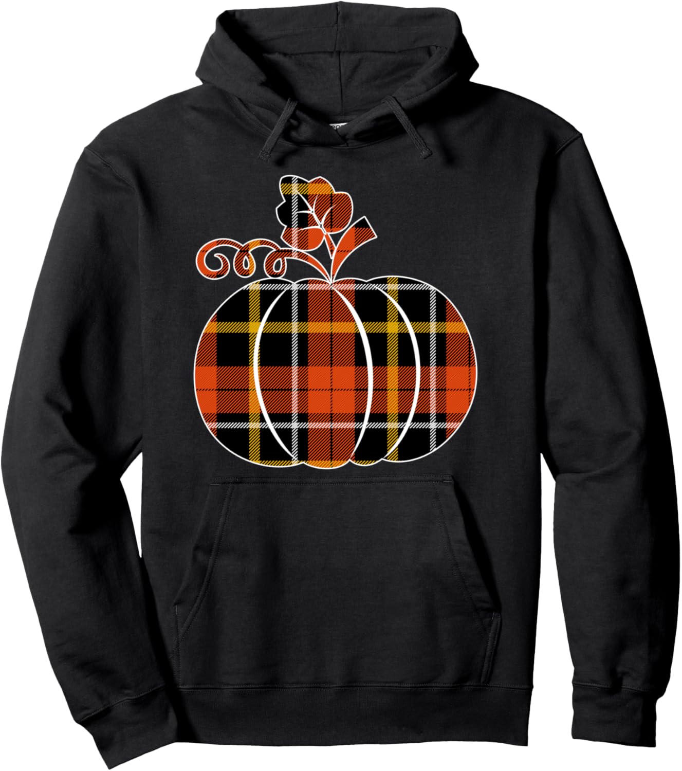 Autumn themed Plaid Pattern Pumpkin Halloween Thanksgiving Pullover Hoodie
