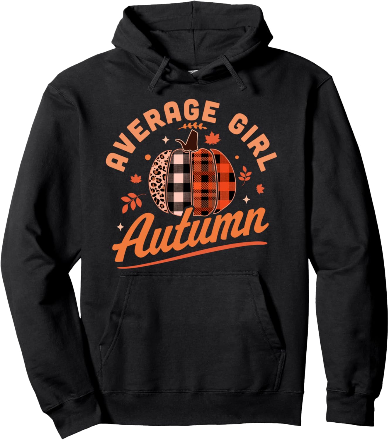 Average Girl Autumn - Fall Season - Leopard Plaid Pumpkin Pullover Hoodie
