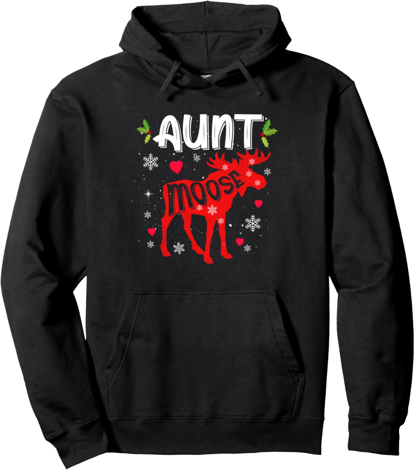 Aunt Moose Heart Christmas Family Matching Xmas Pajamas Pullover Hoodie