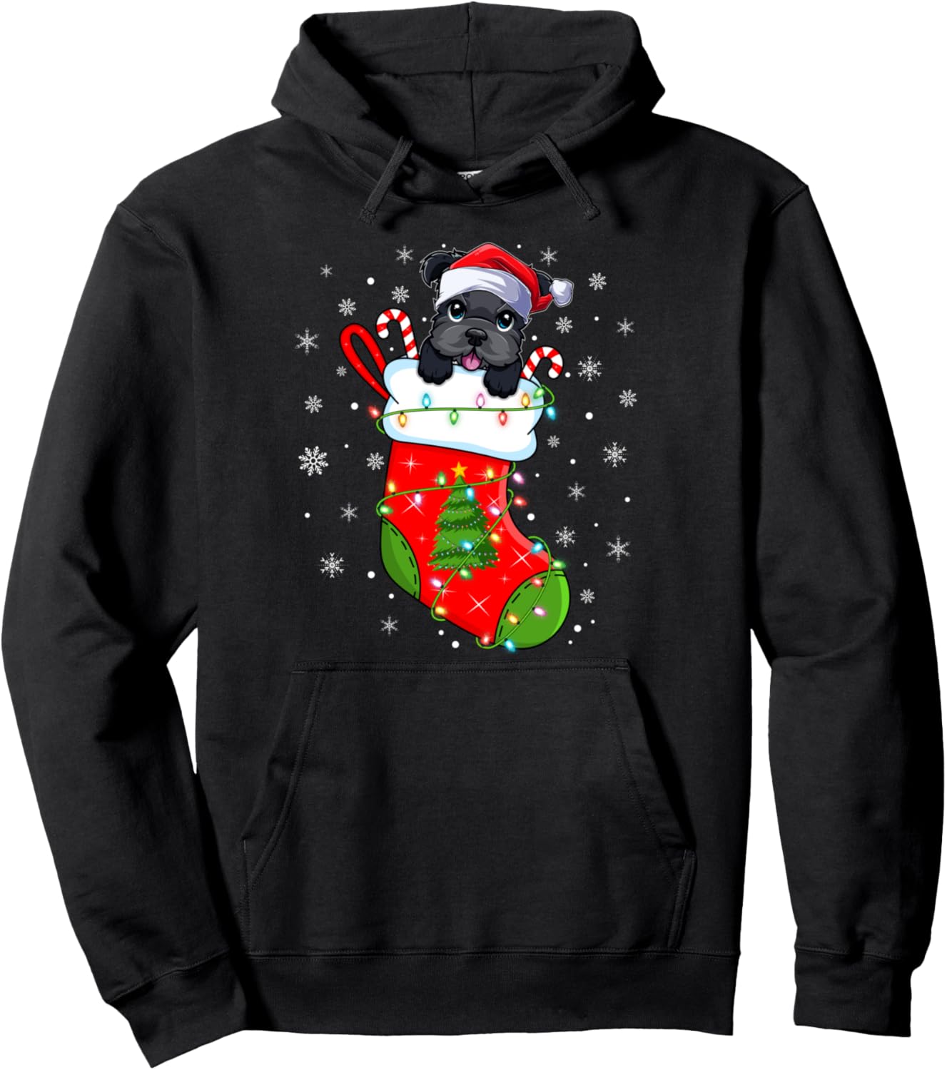 German Wirehaired Pointer Dog In Christmas Socks Lights Xmas Pullover Hoodie