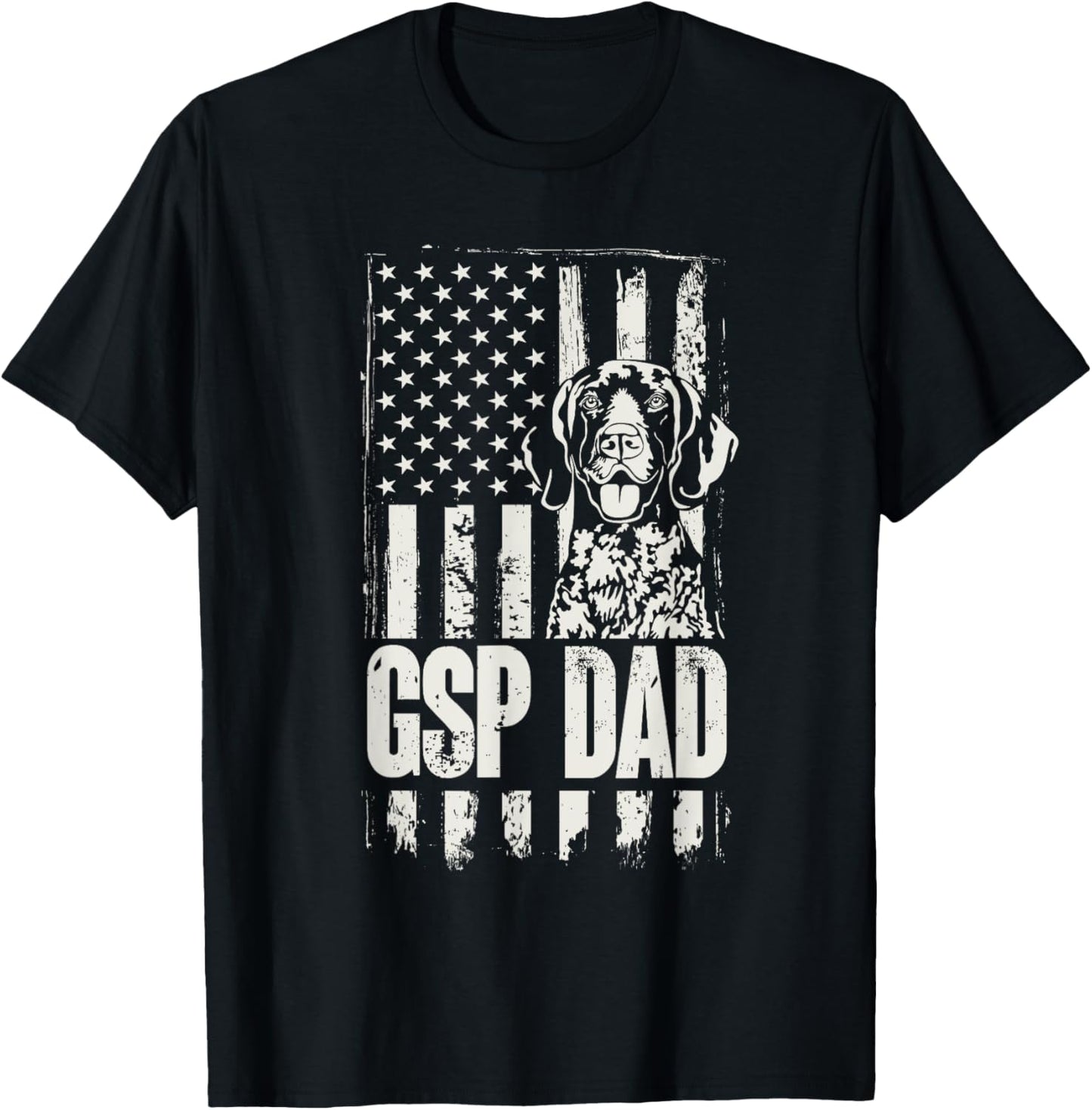 German Shorthaired Pointer GSP Dad Dog American Flag T-Shirt