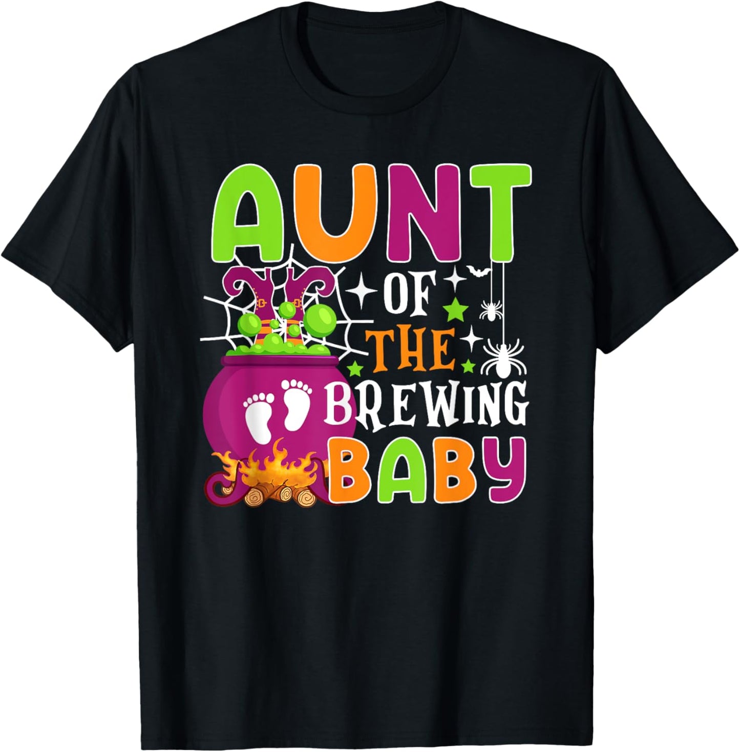Aunt of Brewing Baby Halloween Theme Baby Shower Spooky T-Shirt