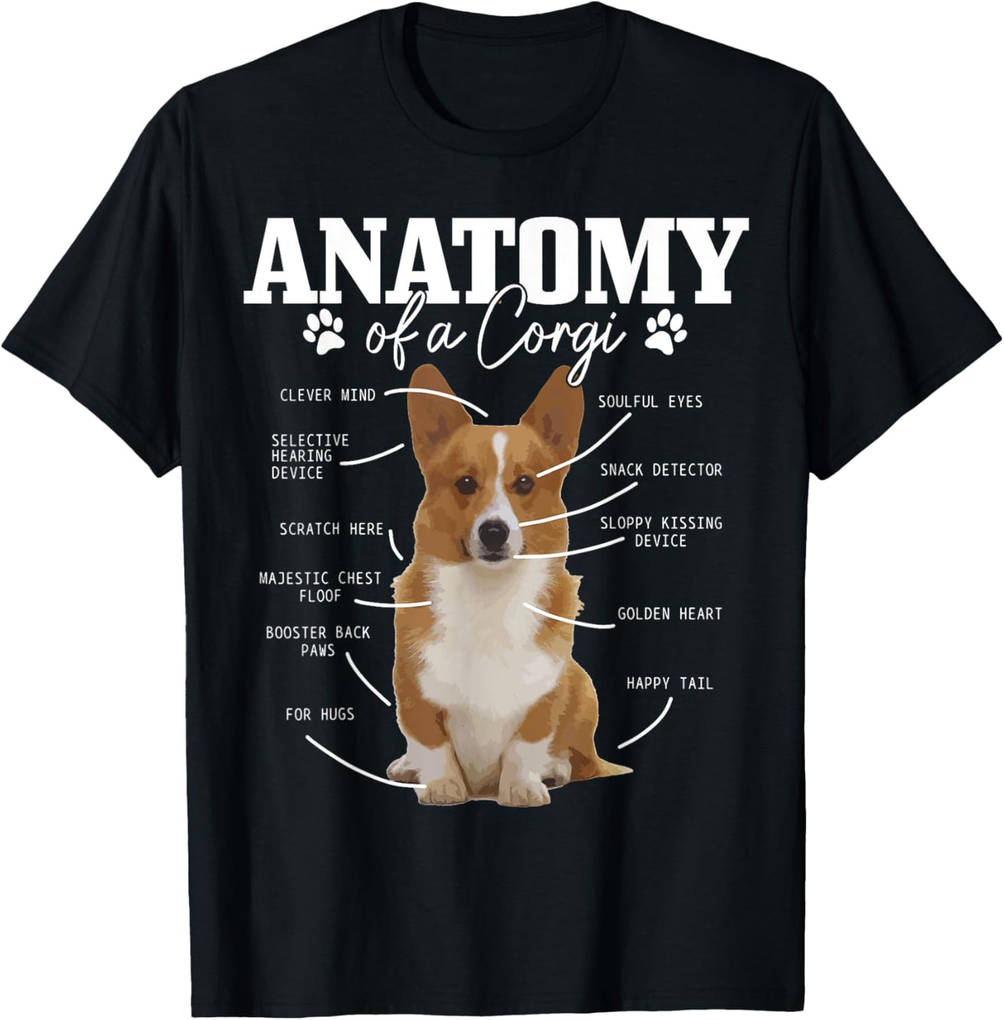 Anatomy Of A Corgi Funny Cute Dog Corgi Mom Corgi Dad T-Shirt for Men Women Girls Kids