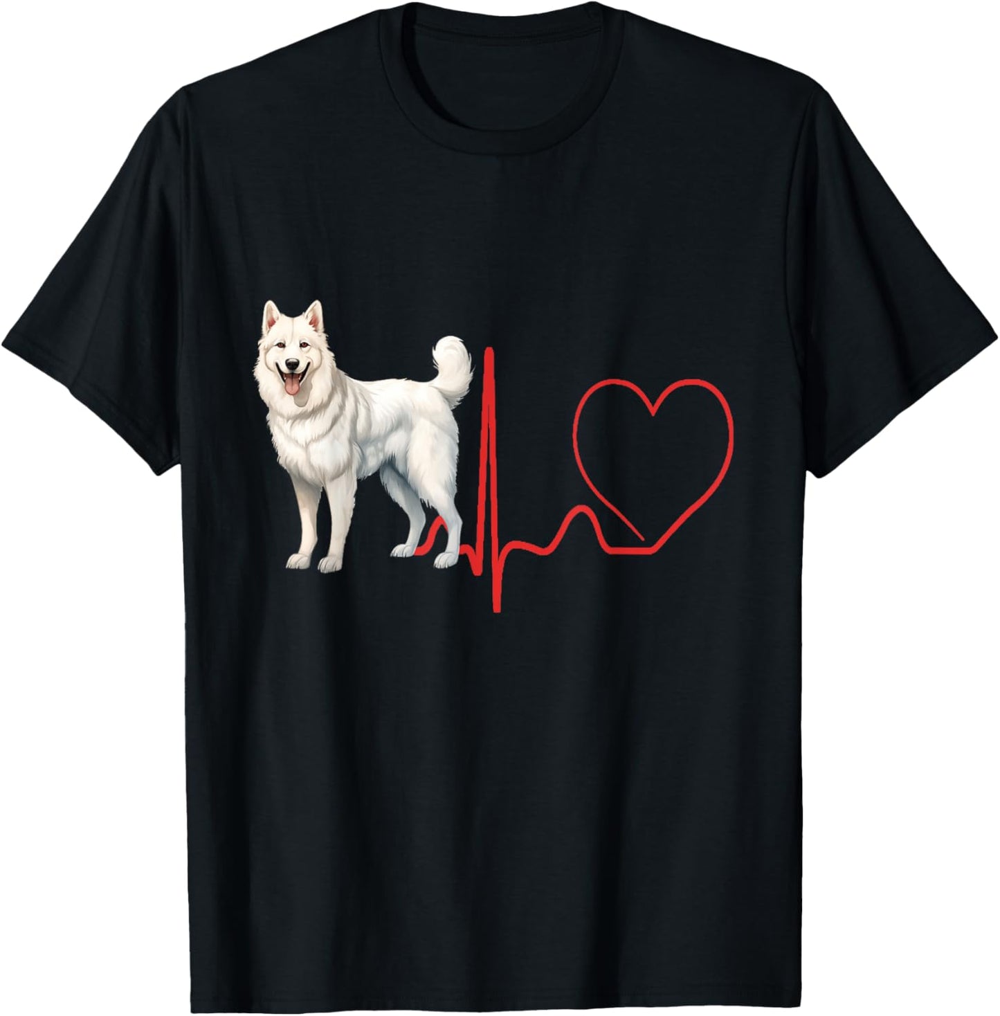 American White Shepherd Dog Heartbeat EKG Funny Dogs Lover T-Shirt