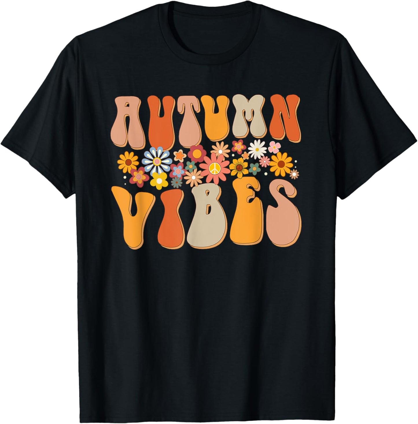 Autumn Vibes Groovy Design Fall Lover Thanksgiving Day T-Shirt