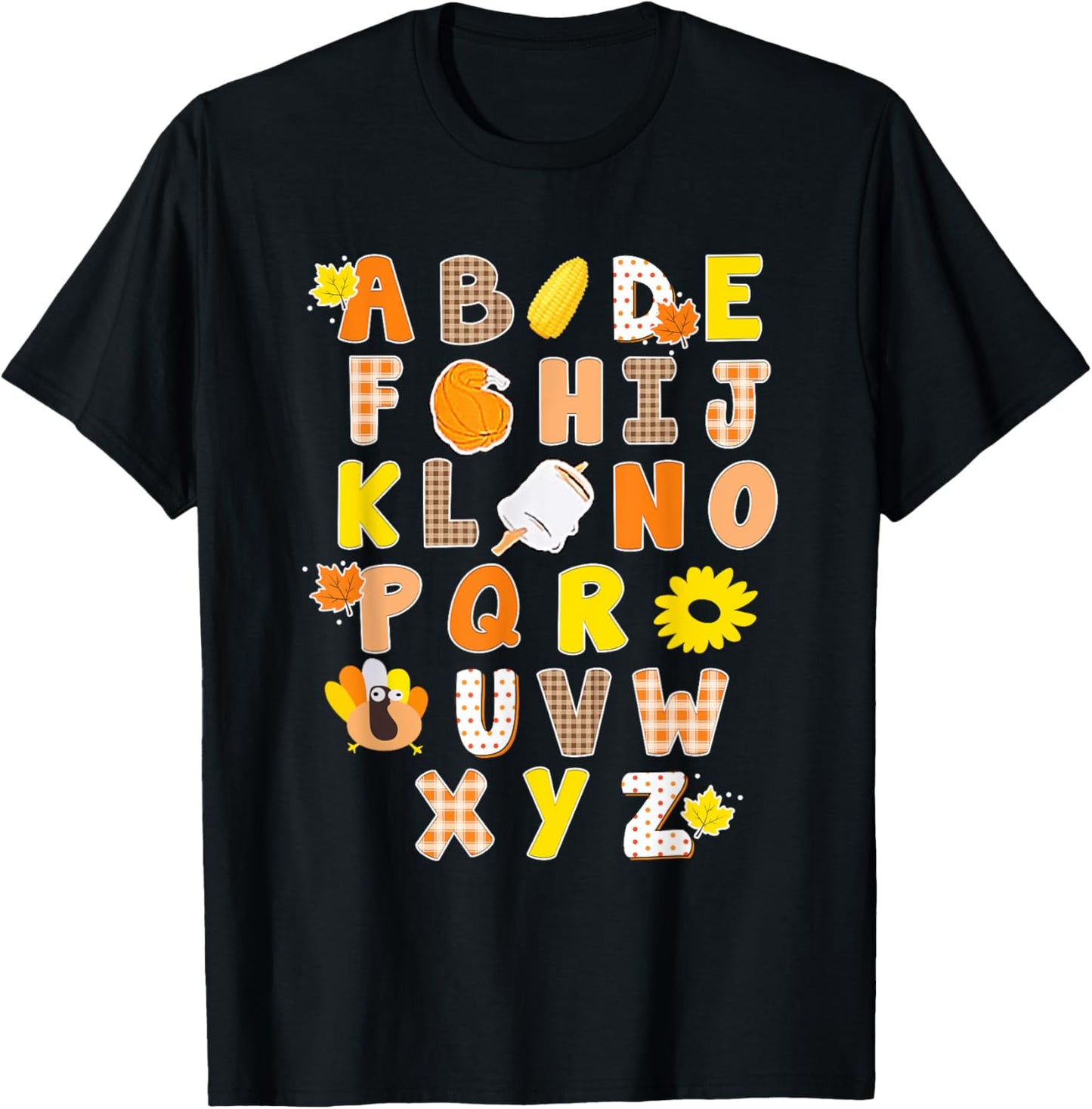 Alphabet Funny Turkey Thanksgiving Costume Preschool Teacher Men Women T-Shirt
