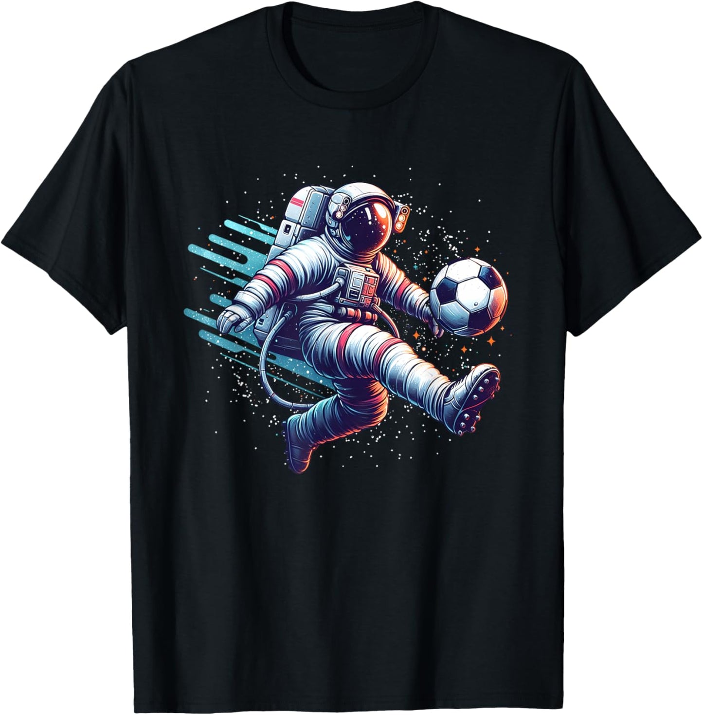 Astronaut Playing Soccer in Space Tshirt Boys Girls Kids T-Shirt