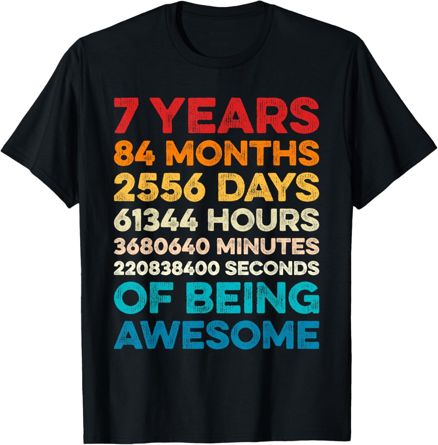 7th Birthday 7 Years of Being Awesome Vintage 7 Years Old T-Shirt