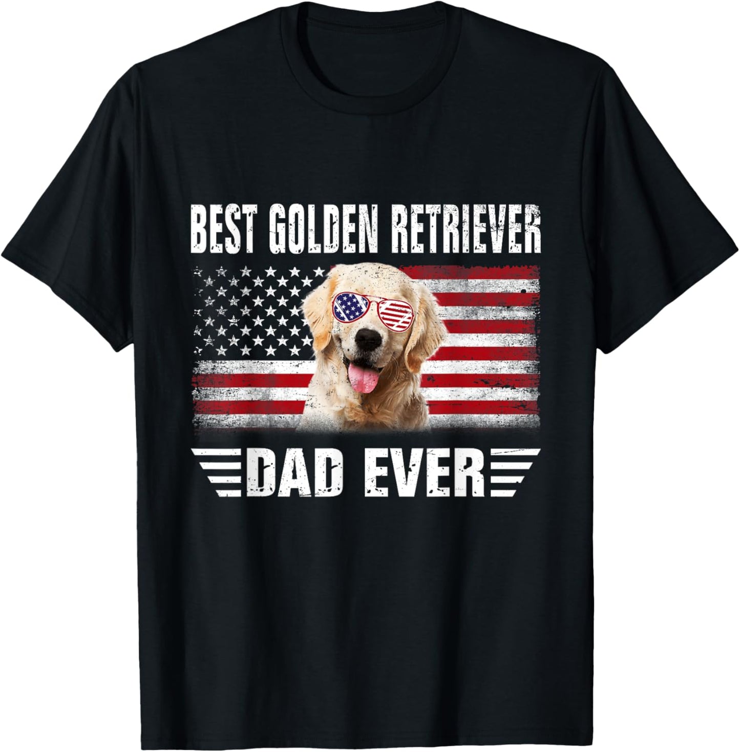 American Flag Best Golden Retriever Dad Ever Tee Dog Dad Men Women Kids T-Shirt