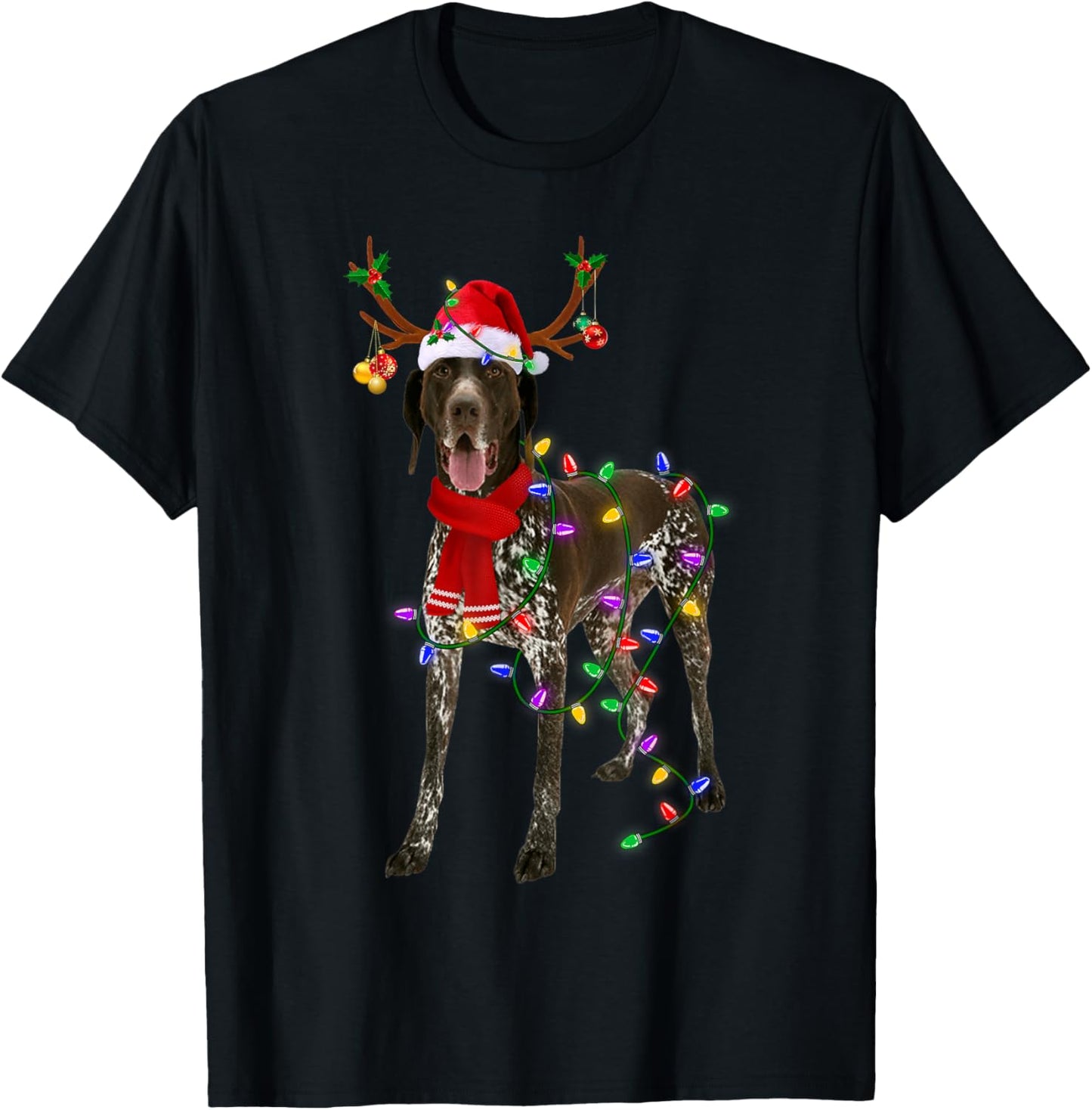 German Shorthaired Pointer Dog Tree Christmas Lights Pajama T-Shirt
