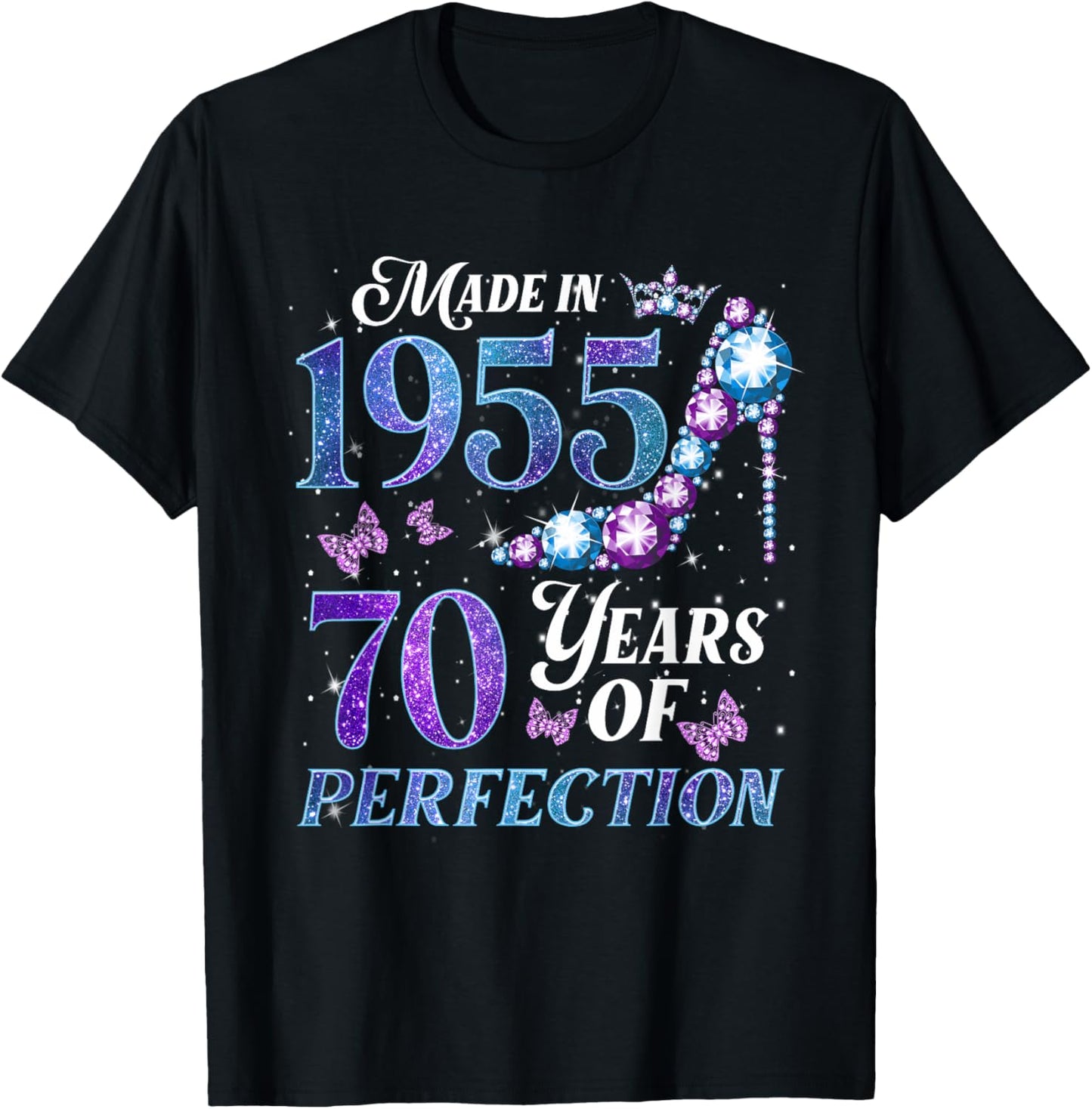 70th Birthday Queen Made in 1955 Diamond 70 Years Old Women T-Shirt