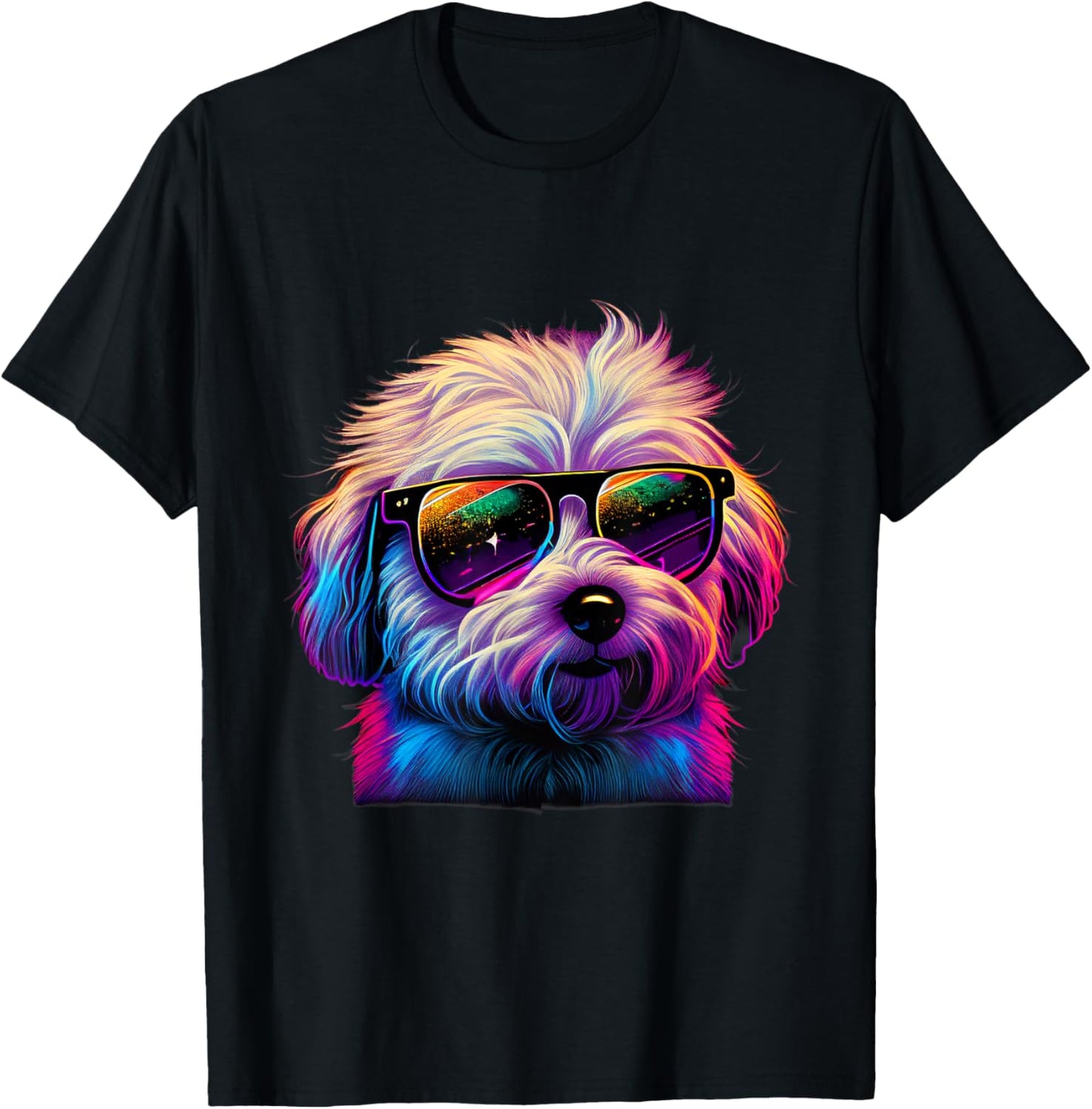 Abstract Coton De Tulear Dog Lovers Retro Multicolor Cartoon Coton De Tulear Dog T-Shirt Unisex-Adults & Kids Short Sleeve T-Shirt Small