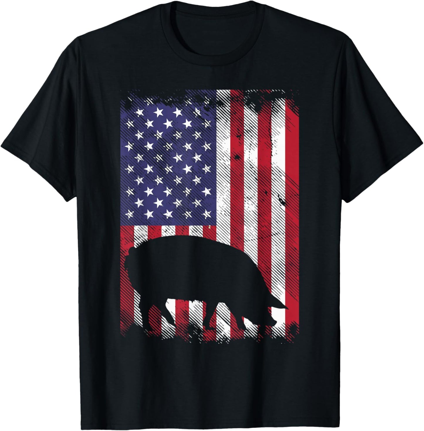 American Flag Pig Vintage Farm Animal Patriotic Farmer Gift T-Shirt