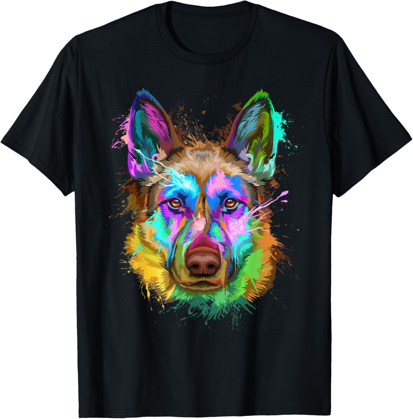 German Shepherd Splash Art Mom Dad Dog Pet Lover Gift T-Shirt