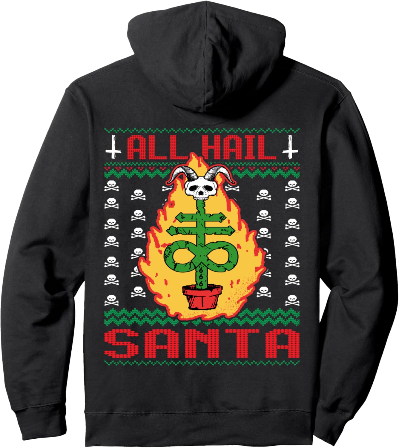 All Hail Santa Gift 666 Ugly Sweater Christmas Satanic Pullover Hoodie