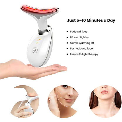7-Color LED Facial Massager & Red Light Therapy Wand for Face and Neck