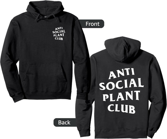 Anti Social Plant Club: White Logo (Front + Back) Pullover Hoodie