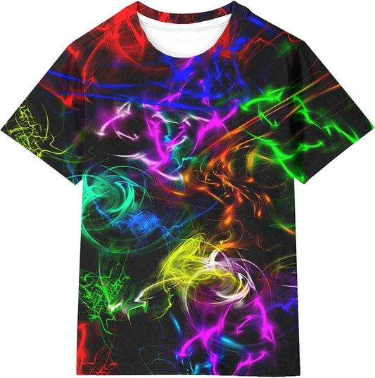 Asylvain Boys Girls Kids Shirts 3D Print Graphic Cool Design Colorful Tee Shirt for Teen and Kids 6-16 Years
